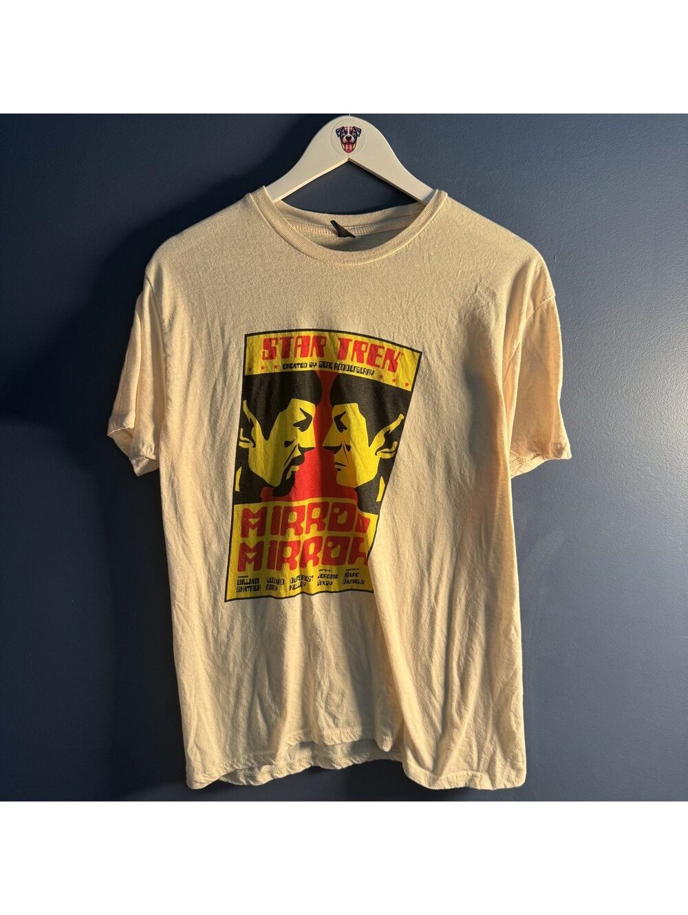 Star Trek Mirror Mirror Episode Retro Graphic T-Shirt Tan Crew Neck, Aprx Small